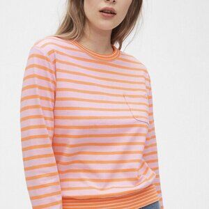 Gap Orange and White Striped Sweater | Size medium